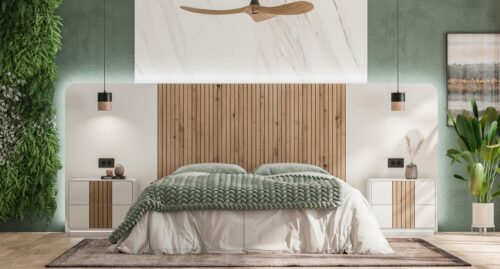 Dormitorio con mueble cajonera a juego